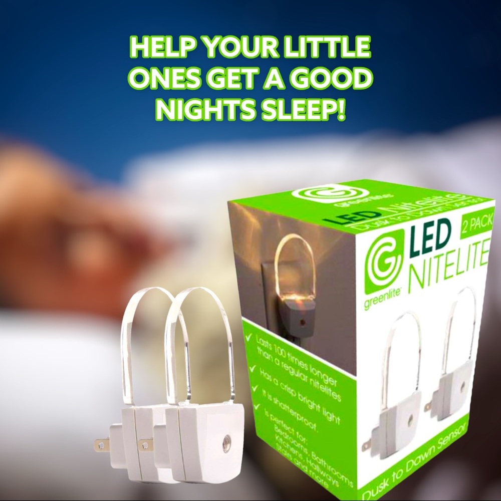 Greenlite LED Dusk To Dawn Sensor Nite Lights! 2Pck! NEW!